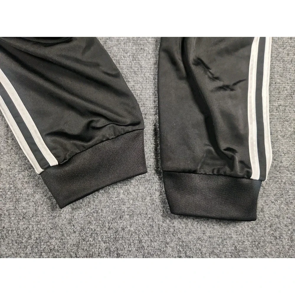 Adidas Boys XL 18/20 Tricot Track Pants Black White 3-Stripes Tapered Joggers